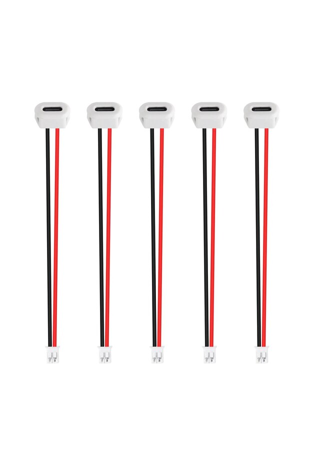 white 5pcs 5pcs Type-C Female Chassis Waterproof 2P Wire Type USB C Pigtail Cable Extension Power Ca