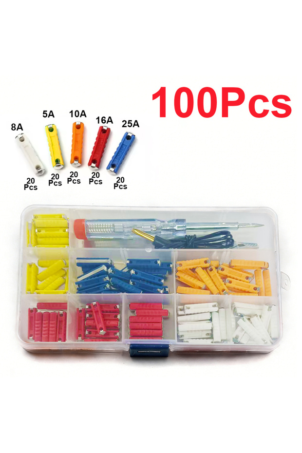 100Pcs 100/200 Pcs Continental Car Fuses Set European Bar Torpedo Fuse Automotive Circuits For Vinta