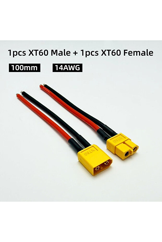 1Pair XT60 wire XT60 Male Female Bullet Connectors Plug Adapter With 14AWG 100mm Silicon Wire XT-60
