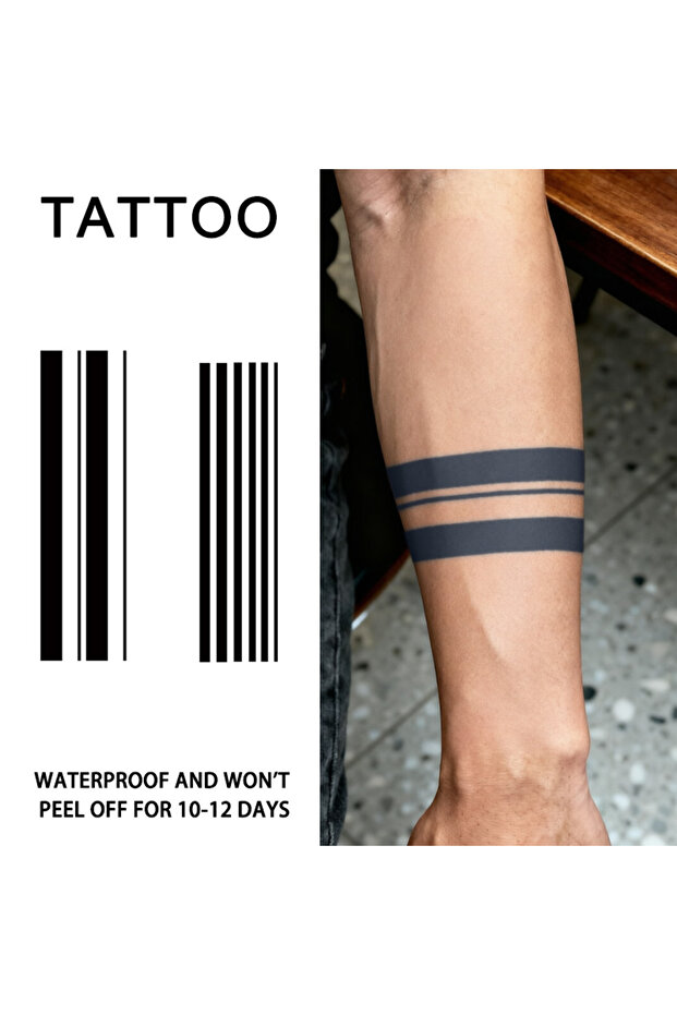 All of 2Pcs Geometric Line ArmBand Waterproof Temporary Tattoo Stickers, Long-lasting Waterproof for