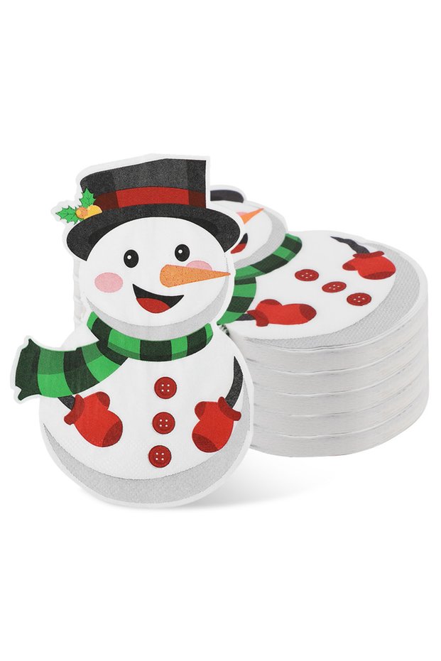 20Pcs Snowman 20-100Pcs Christmas Disposable Paper Napkins Cute Snowman Tissues 2025 Christmas Party