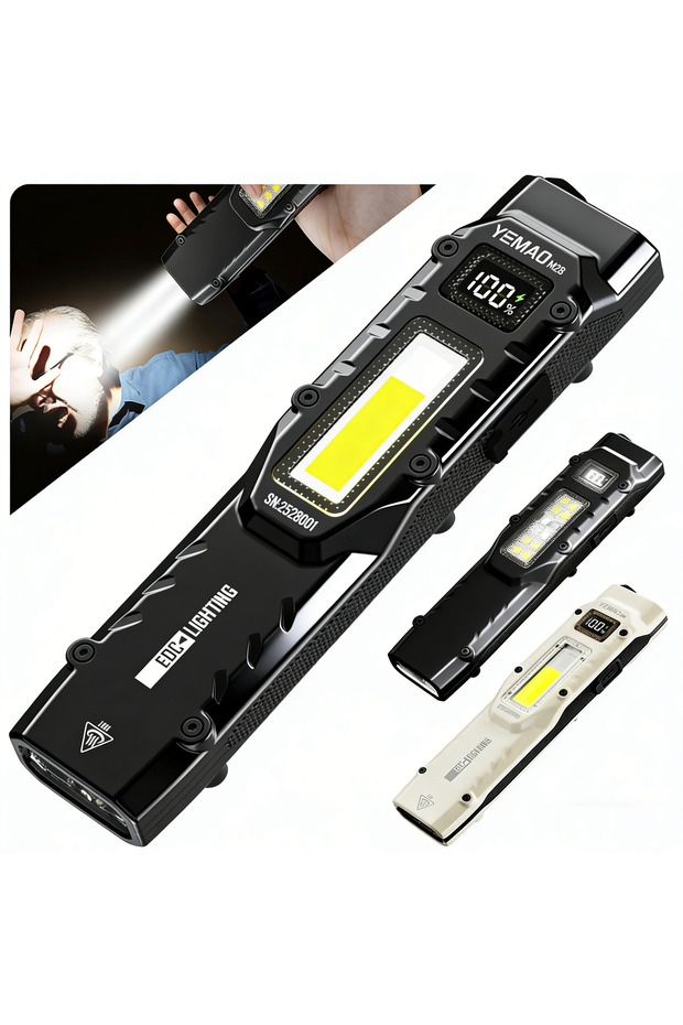 black Rechargeable High Lumen Flat Flashlights EDC Tactical Flashlight,Dual-Switches LED Small Flash