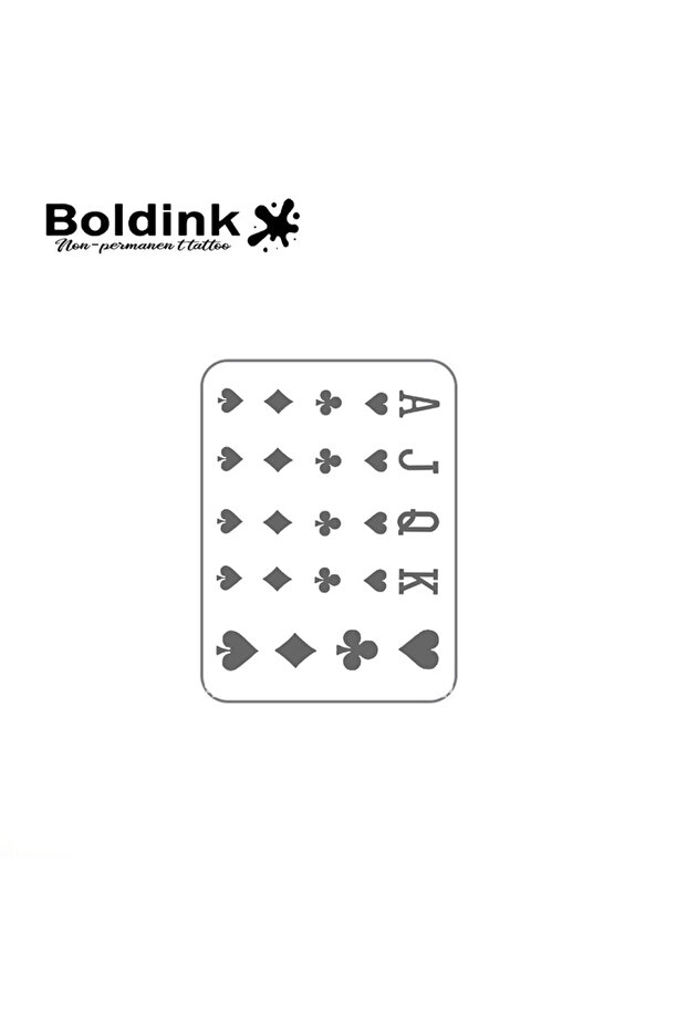 B201-0810M Boldink Card Suit Stencil Temporary Tattoo,Lasts To 15 Days New Technology Magic Waterpro