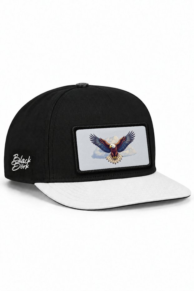 White-Black Hip Hop Hat with Eagle Logo