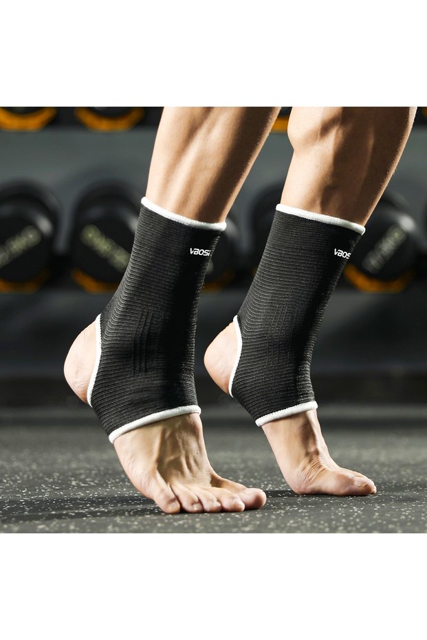 one size VBOSI-black 1 Pair Ankle Support Brace, One Size Elastic Compression Sleeve for Pain Relief
