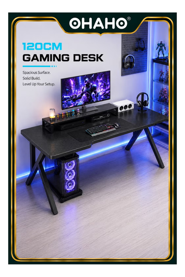 K Shaped Gaming Desk Computer Table Home Office Computer Desk Table Large Desktop Easy to assemble