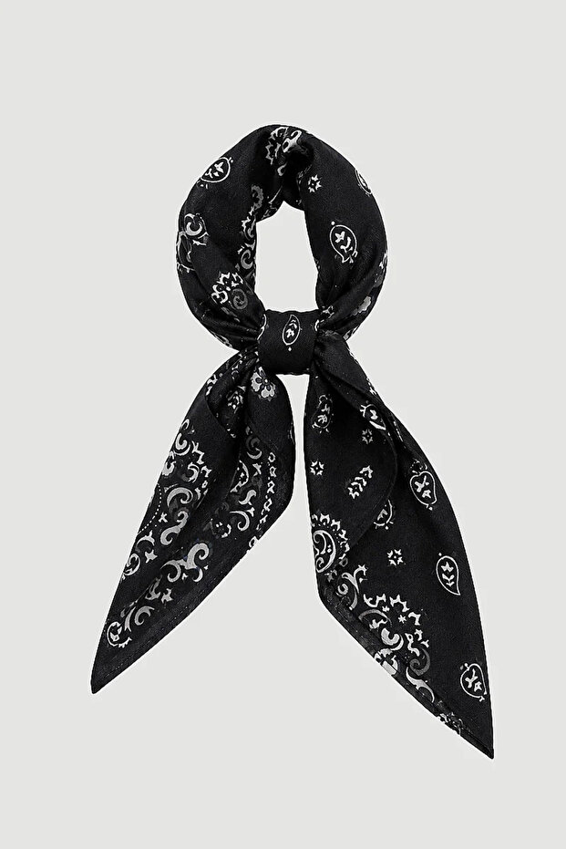 Retro Shawl Patterned Cotton Scarf - Black