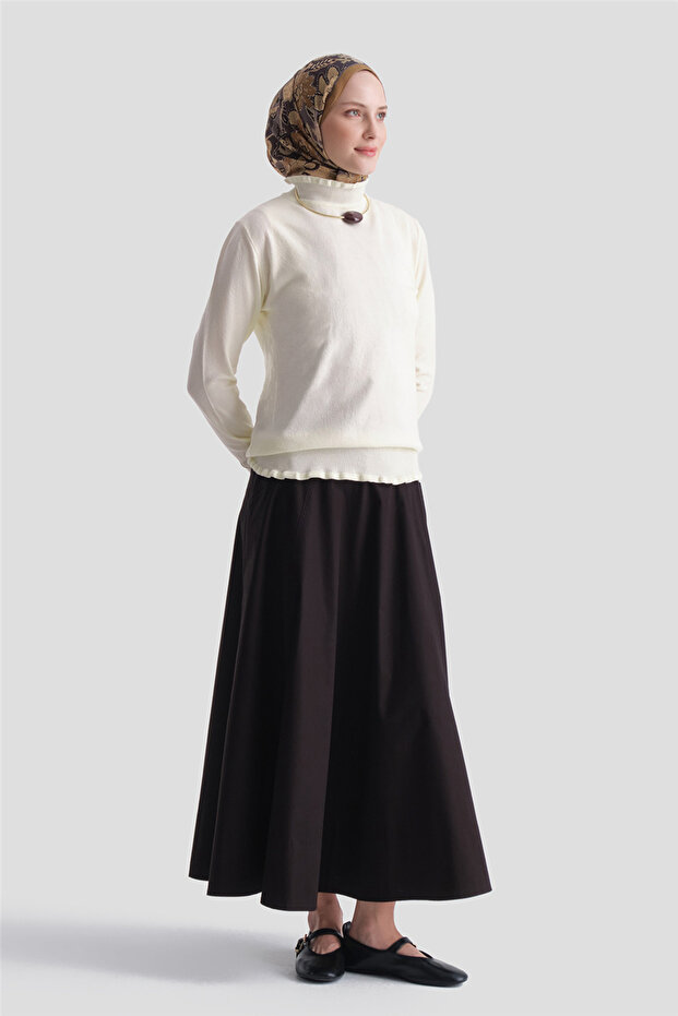 Ruffle Detailed Sweater Ecru