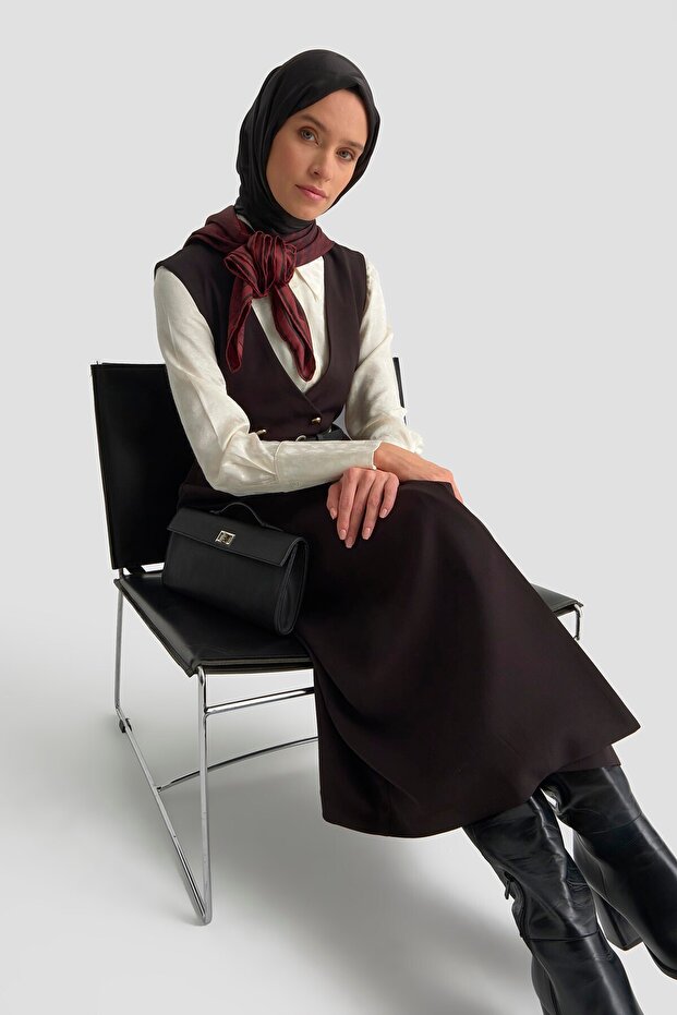 Belt Detailed Gilet Dress Black
