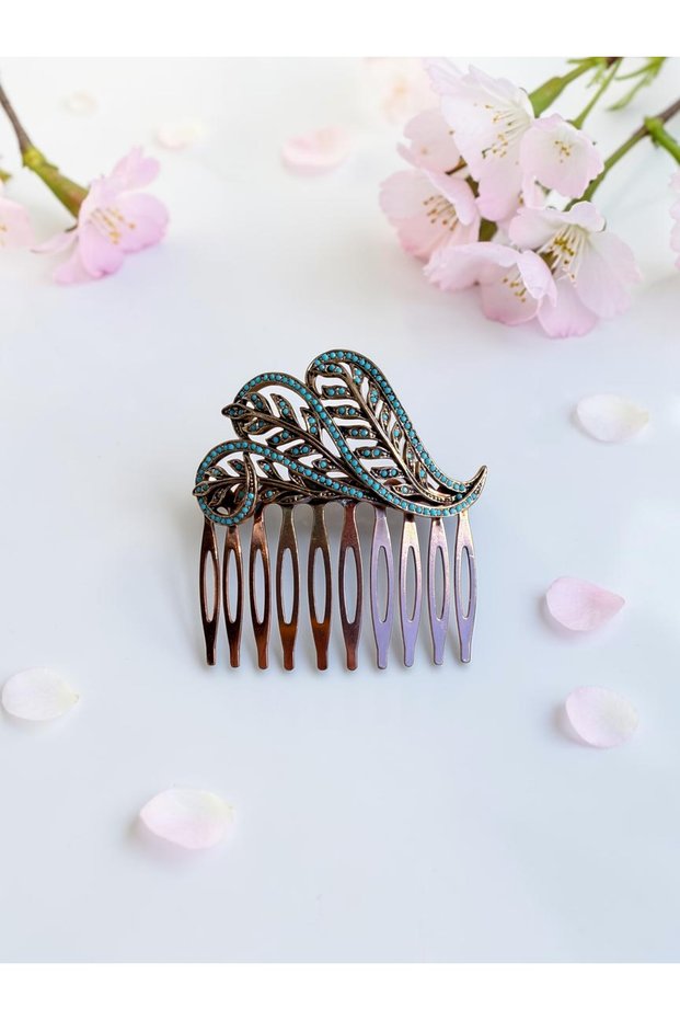 Vintage Comb Bun Buckle with Crystal Stone