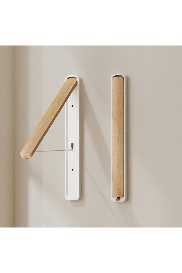 Retractable Wall Mounted Clothes Drying Rack,Foldable Aluminum Laundry Hanger for Closet and Balcony,Walnut Oak Finish
