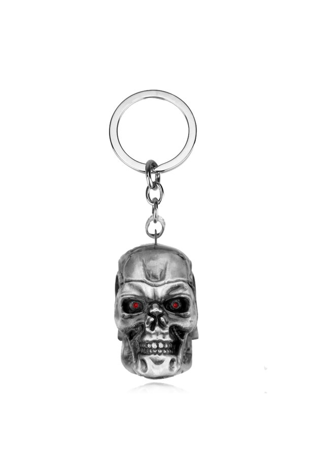 Silver Vintage Charm Terminator Skull Head Keychain Men Women Fashion Pendant keyring Jewelry Car Ke