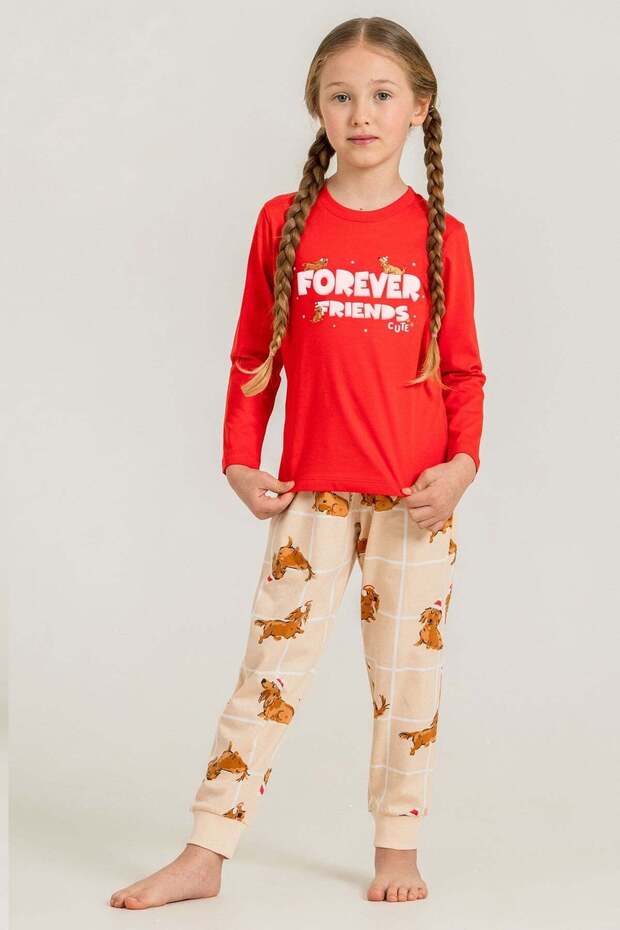 Girl's Long Sleeve Pajama Set Red