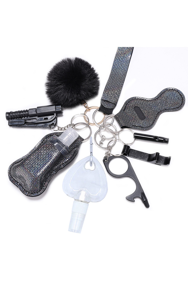 YSK60Black 10pcs/Set Self Defense For Women Safety Keychain,Window Breaker Spray bottle Lipstick hol