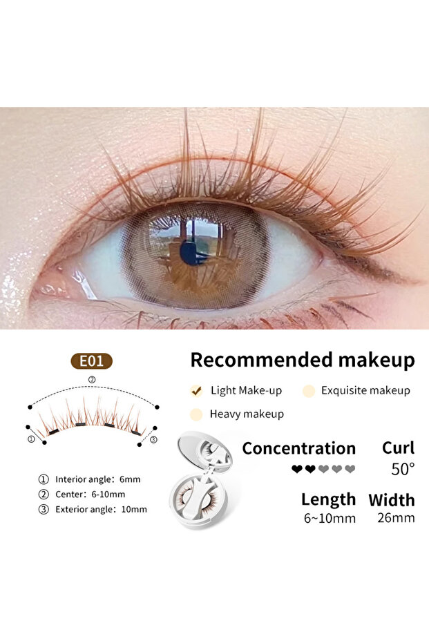 E01 SET brown Natural Brown Magnetic Lashes Kit No Glue Needed Fluffy Reusable Professional 3D Magne