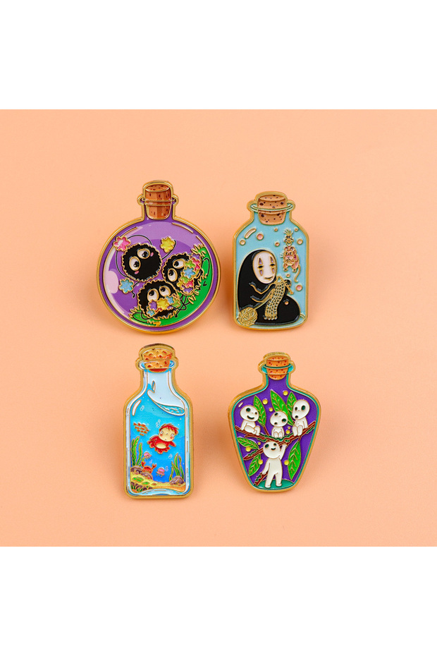 1 4pcs/Set Anime Ghost Enamel Pin Movie Magic Bottle Brooch Lapel Pin Badge on Backpack Clothing Acc