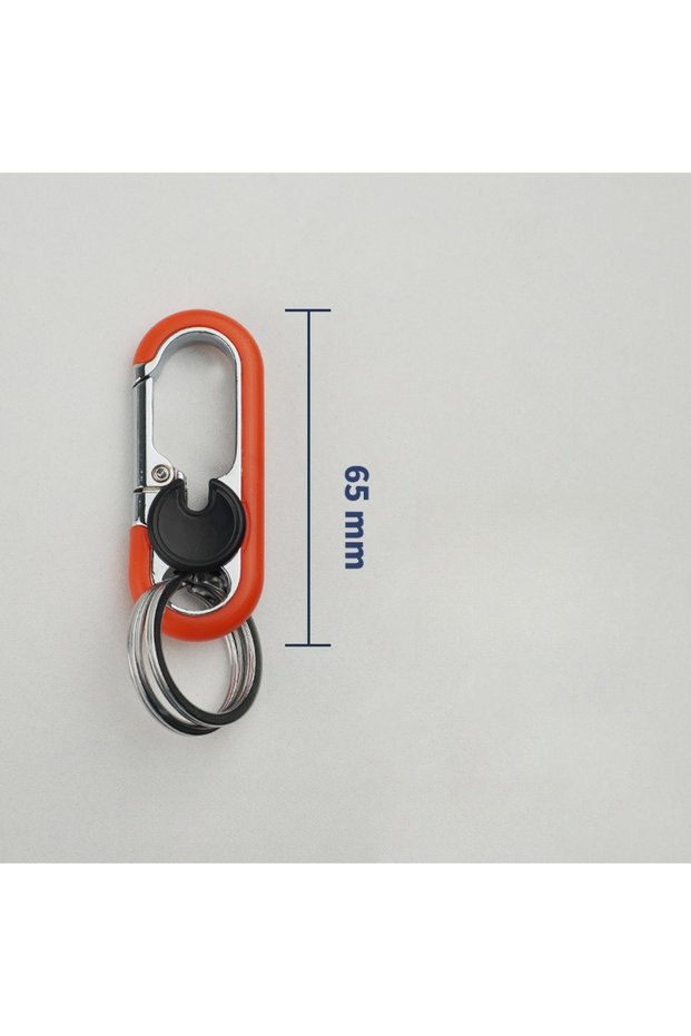 1Pcs Orange 1/4Pcs Rotatable Lock Carabiner Keychain Metal Double Ring Anti-Lost Key Holder Quick Re