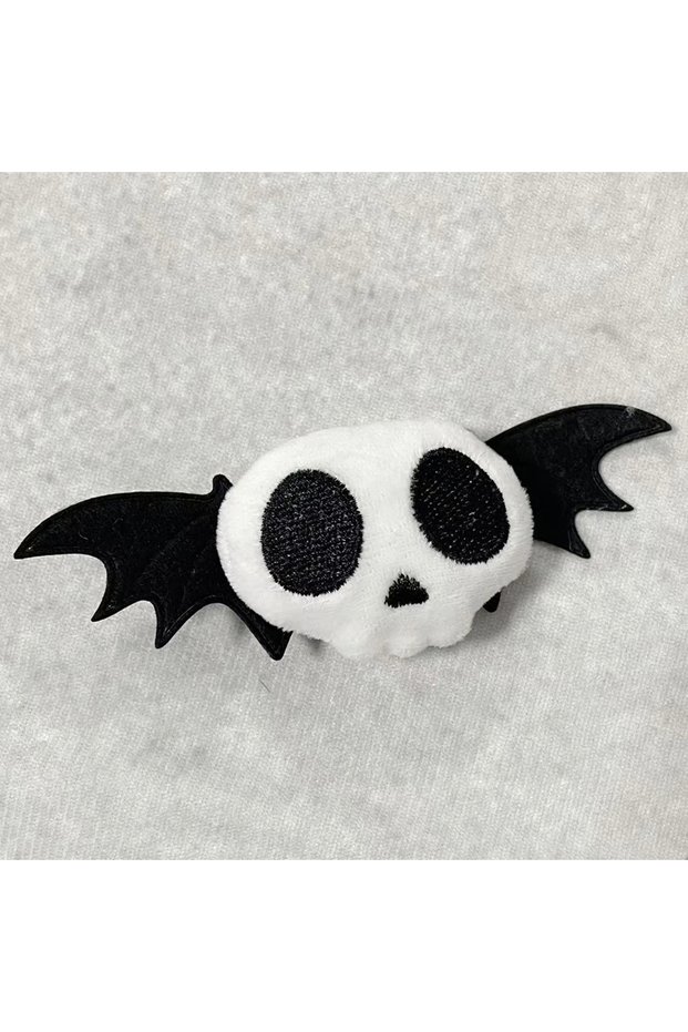 B Subculture Gothic Lolita Hairpin Harajuku Y2K Girl Hair Clip Headdress Plush Skull Headwear Hallow