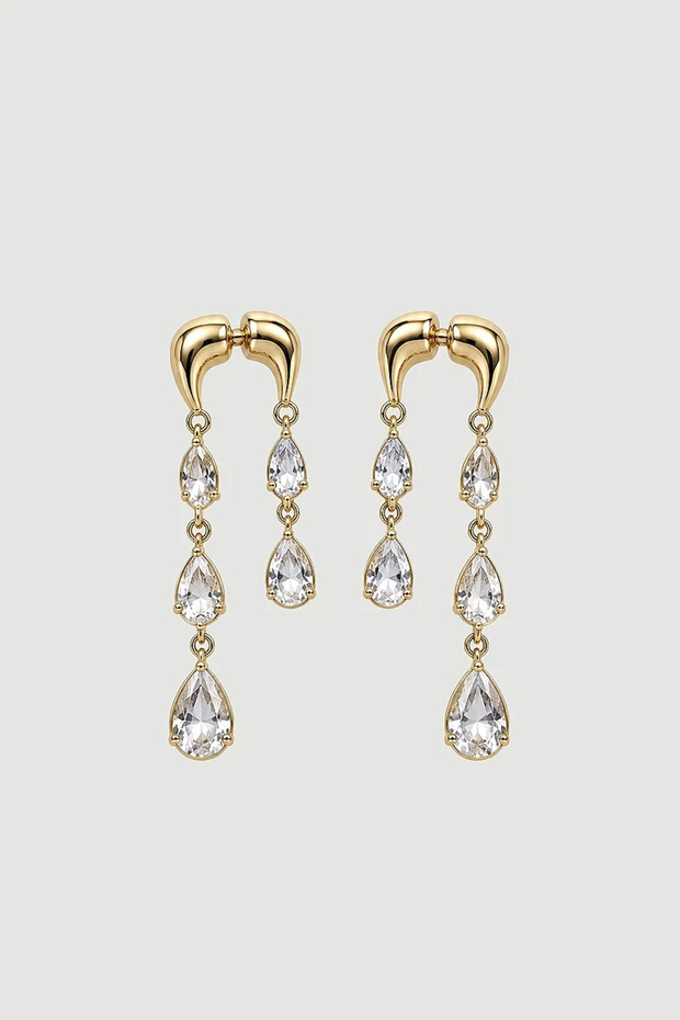 Hanging Stone Earrings - Gold