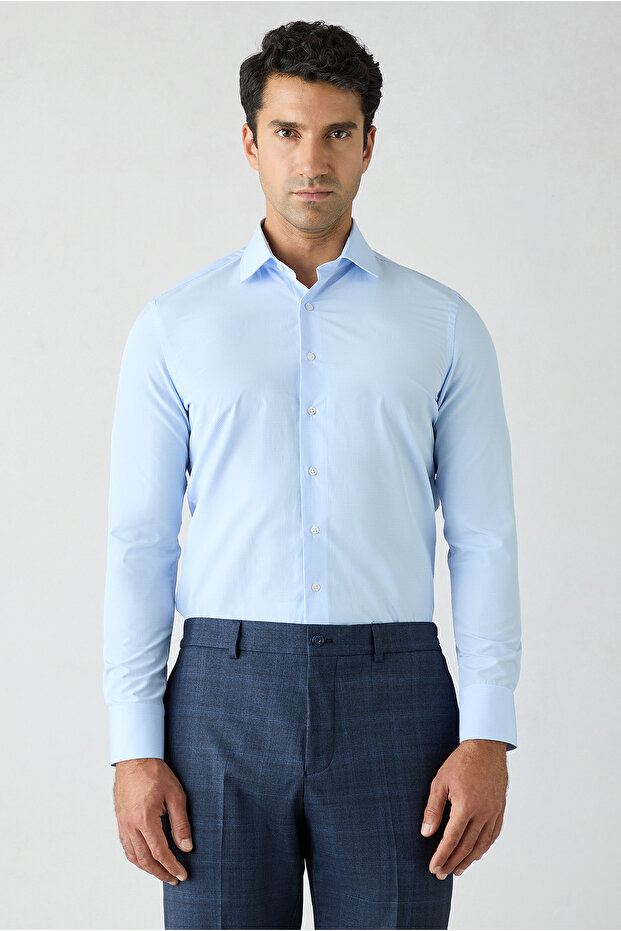 Long Sleeve Slim Fit Plaid Cotton Easy-Iron Classic Shirt