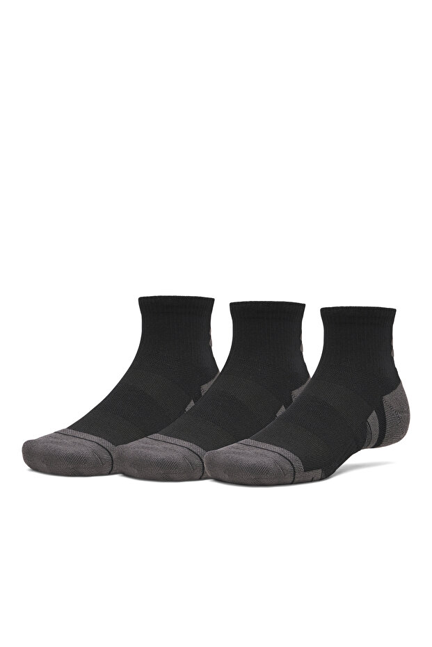 Tech Quarter 3-Pack Black Socks