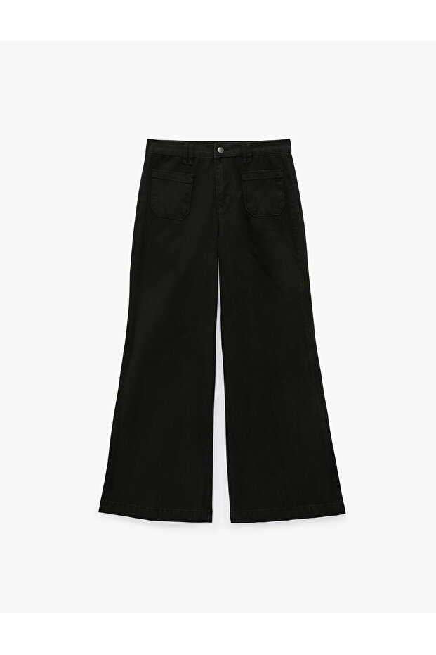 Slim Fit Cotton Spanish Flare Denim Trousers with Pockets - Flare Jeans
