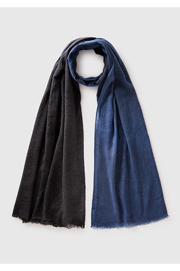 Men's navy blue viscose blend scarf
