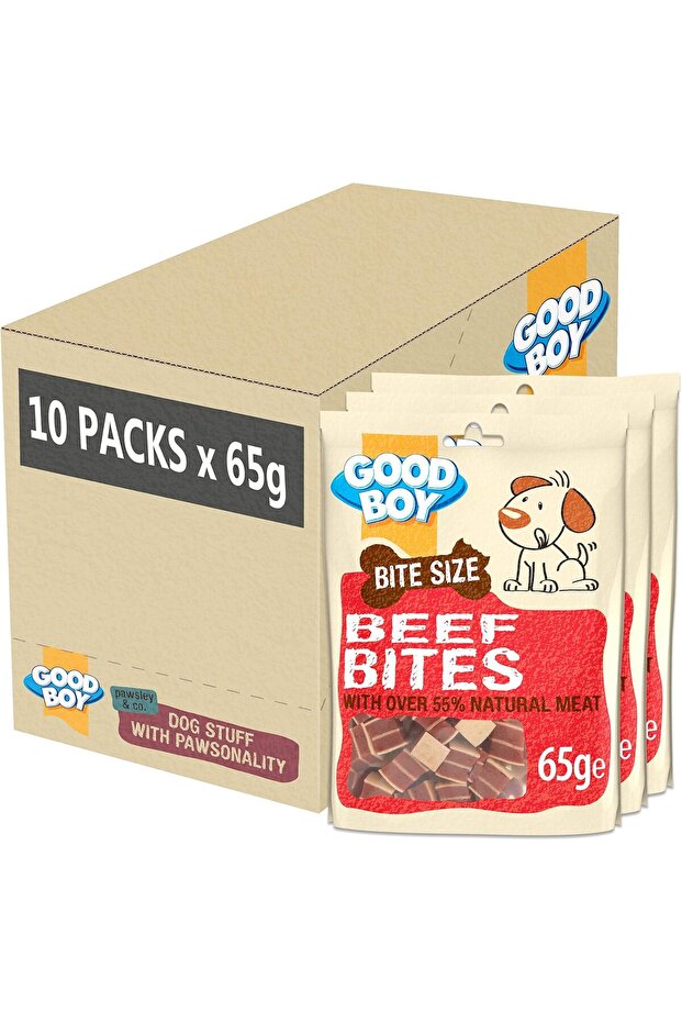 Deli Bites Beef Dog Treats - 65g x 10 Packs (Case)