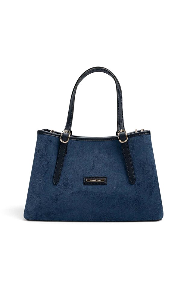 Navy Blue - Navy Blue Suede Women's Handbag Sp1252