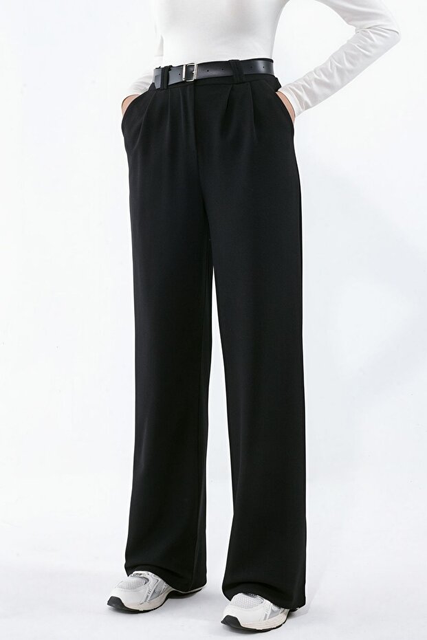 Belted Lycra Palazzo Trousers
