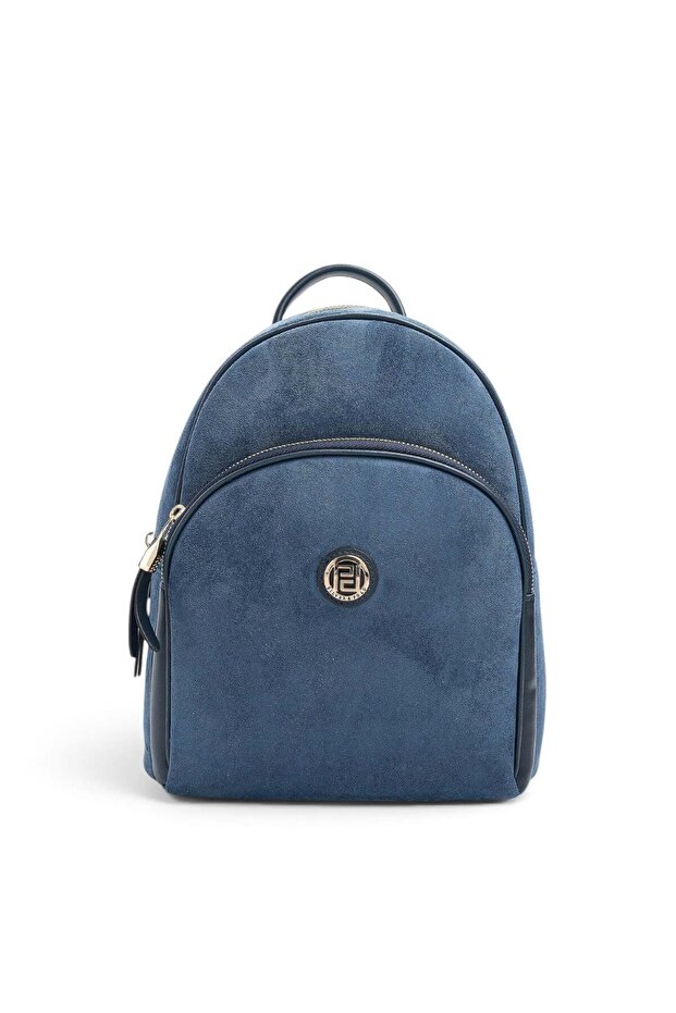Navy Blue - Navy Blue Suede Women's Backpack Sp1062