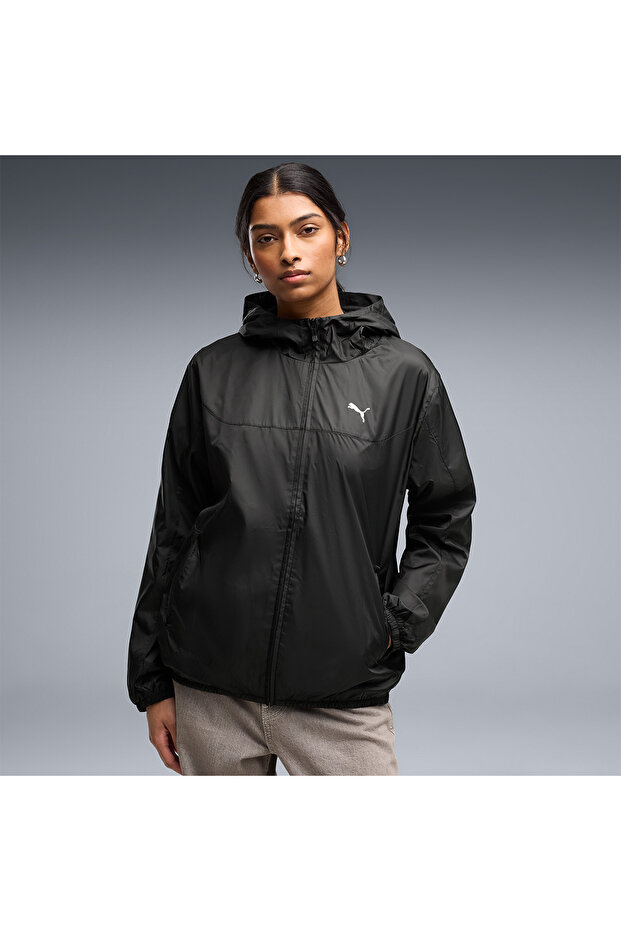 Essentials Regular Women's Black Hooded Jacket