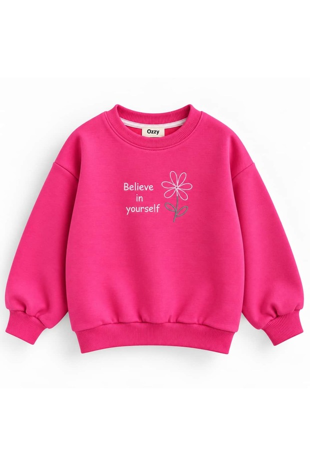 Girl's Sweatshirt with Floral Embroidery on the Back