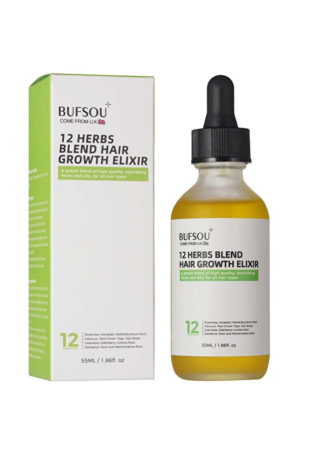 12 Herbs Hair Oil 55ml – With Rosemary, Amla & Castor Oil – Strengthens Roots, Boosts Hair Growth, Reduces Hair Loss – Herbal Elixir for Men & Women