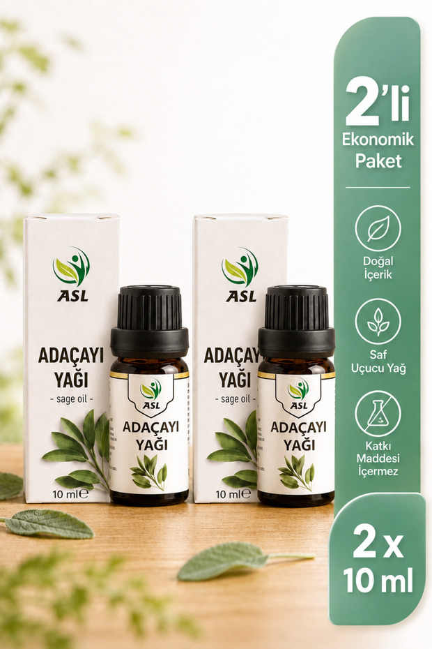 Sage Oil 10 ml (Sage Oil) - Essential Oil for Women, Special for Relaxing Periods, Reducing Stress, Economical Pack of 2