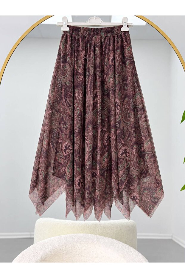 Asymmetric Cut Chiffon Skirt with Lining