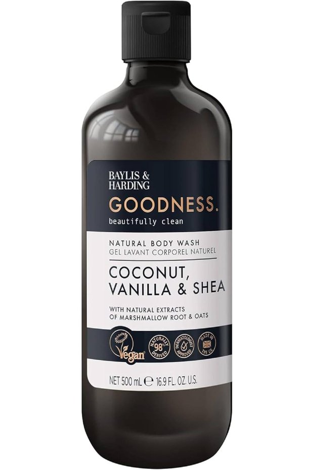 Goodness Coconut, Vanilla & Shea Body Wash 500ml | With Natural Marshmallow Root & Oat Extracts | Moisturising Vegan Shower Gel | Paraben & Cruelty-Free