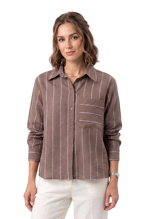 Women's Shirt 20378 Brown-Blue