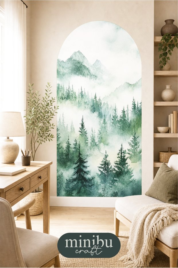 Misty Pine Forests Bohemian Arch Boho Arch Modern Wall Sticker Mnb-78