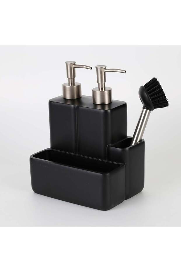 Iris Two-Fluid Sponge Holder Black
