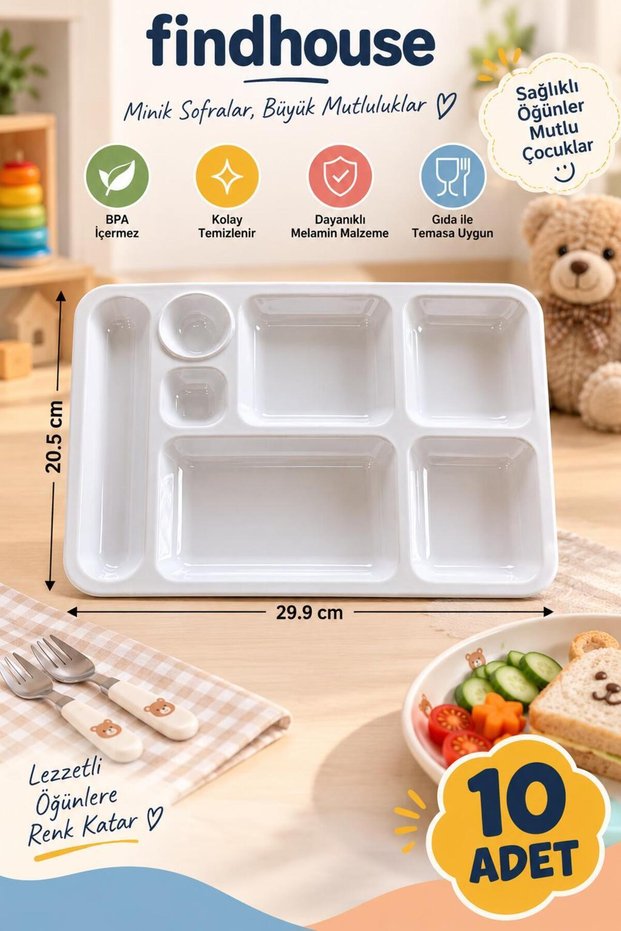 10 Pcs Quality Mini Self-Service Children's Melamine Tableware for Home, School, Kindergarten, Nursery