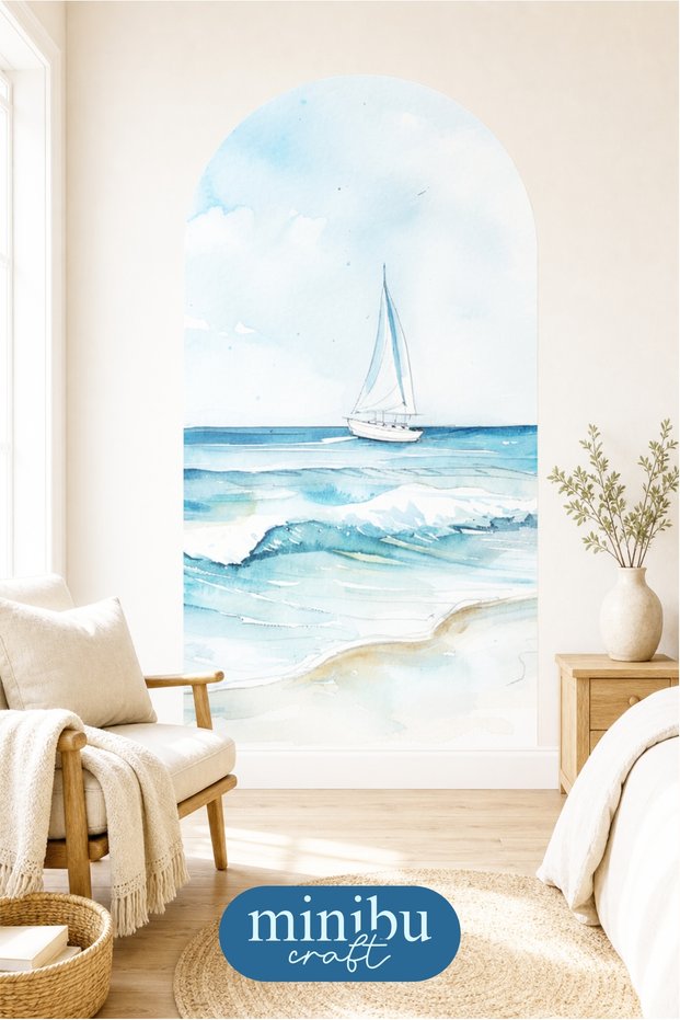 Sea and Sailing Scenery Bohemian Arch Boho Arch Modern Wall Sticker Mnb-88