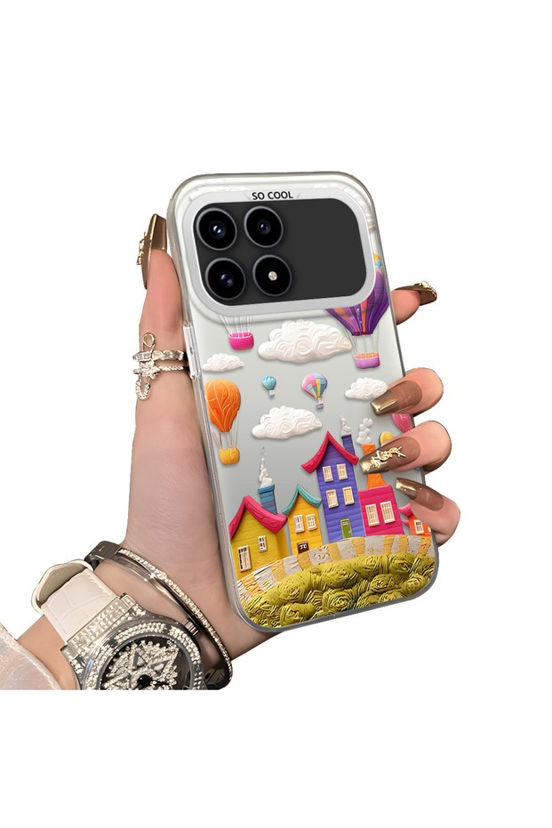 Poco F8 Pro 5g Compatible Silicone Edge Hard Back Case Balloon Pattern Lover Couple Phone Case