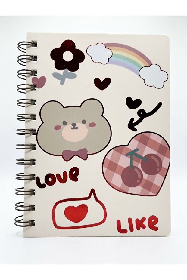 Love Like Patterned Spiral Lined Notebook - Lined Leafed Notepad