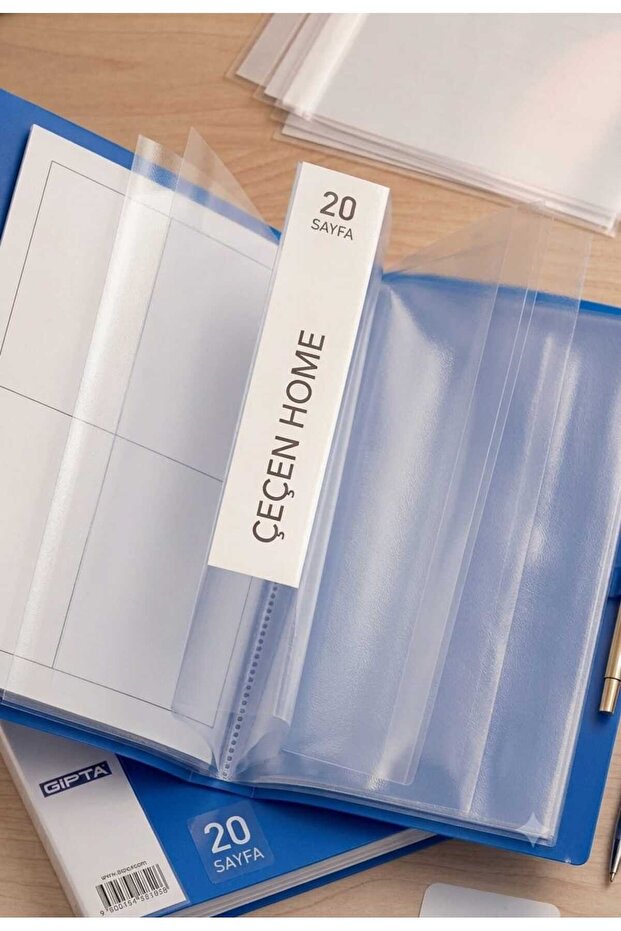 Page-By-Page Presentation File A4 Format with Transparent Foil and Blue Protective Cover for Documentations
