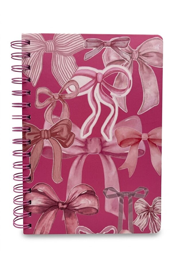 Pink Ribbon 03 Patterned Spiral Lined Notebook - Lined Leaflet Notepad