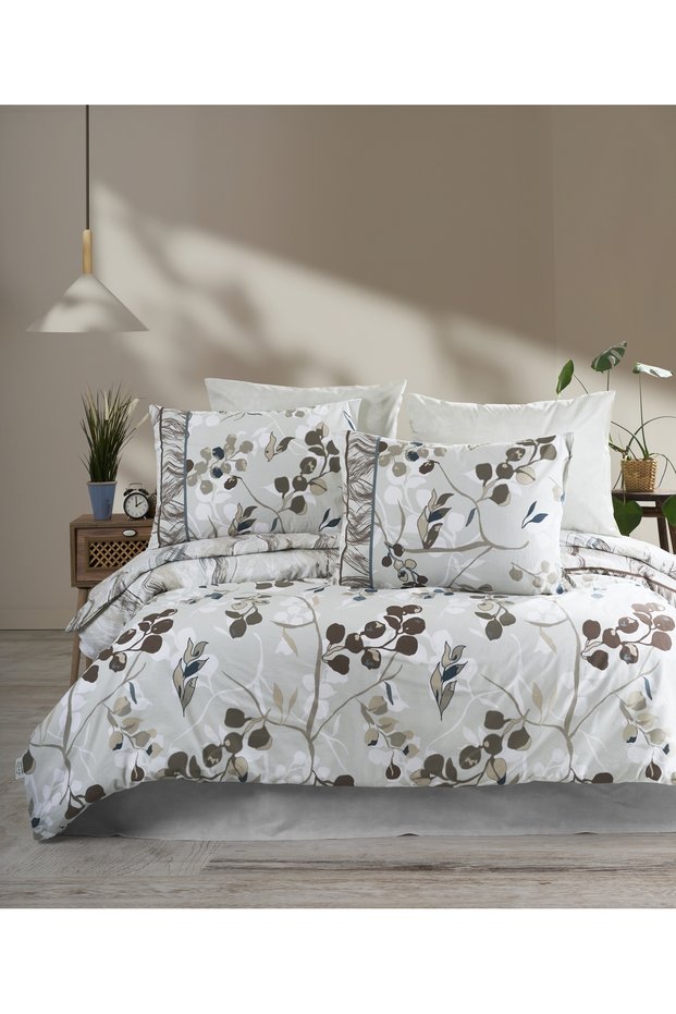 Poplin 100% Cotton Double Bedding Set Si̇lvi̇a