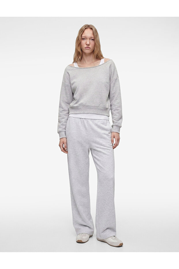 Kayık Yaka Modal Blend Long Sleeve Sweatshirt