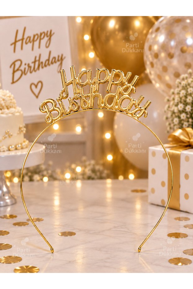 Happy Birthday Gold Metal Crown – Birthday Party Crown