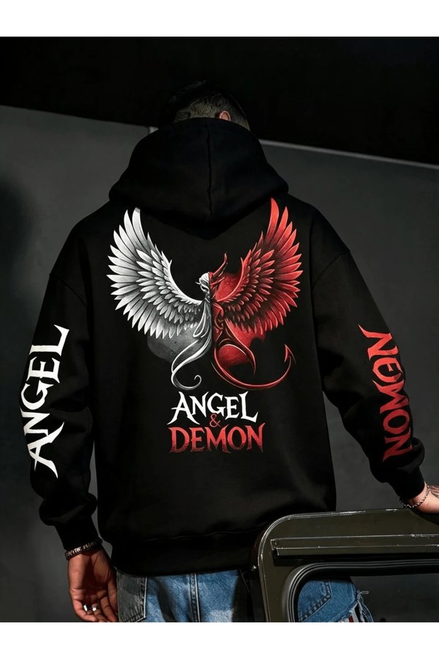 Angel Demon Printed Hoodie Sweatshirt 100% Cotton | Supriz with a Gift